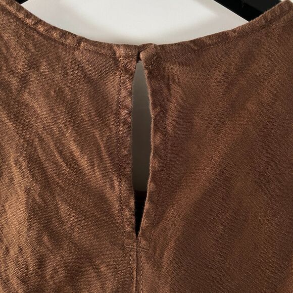 Lands' End Linen Dress 1X Sleeveless Shift Resort Beachy Lagenlook Minimal - Picture 7 of 11